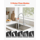 360° Swivel Kitchen Sink Faucet Aerator 5-Flow Brass Adapter