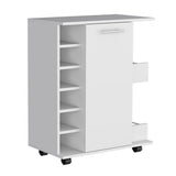 Bar Cart with Casters - 6-Bottle Wine Rack - Side Shelves