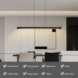 Modern LED Pendant Light - Walnut Wood - 51" with Remote