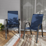 Outdoor Dining Chair 4-Piece Set Navy Blue Wide Seat 350 lb Waterproof