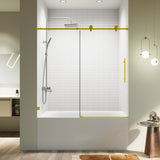 Frameless Single Sliding Shower Door 56-60"W 60"H 8mm Tempered Glass