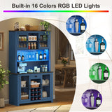 70.9" Kitchen Pantry Storage Cabinet Rustic Buffet Cabinet