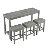 Solid Wood Bar Table Set Grey