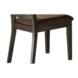Side Chair Set of 2 - Fabric Seat - Wood Frame - Brown and Espresso