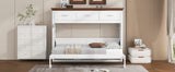 White Twin Size Murphy Bed with 3 Drawers, LVL + MDF Frame, 85.6''L x 15.1''W x 60.5''H