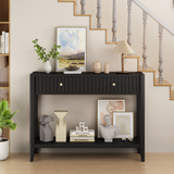 Engineered Wood Console Table with Storage Black
