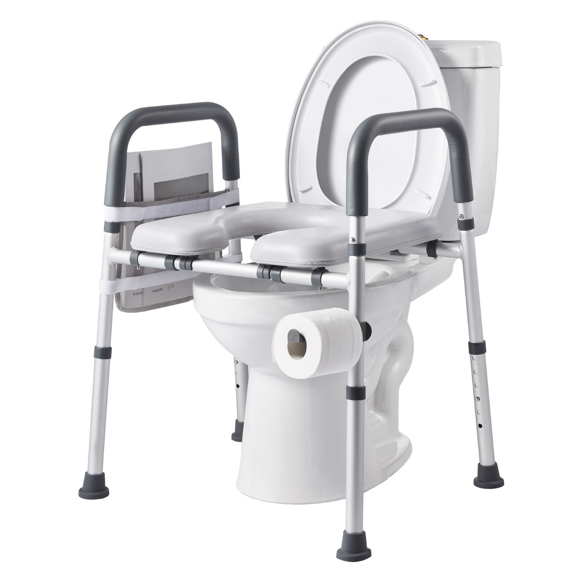 Raised Toilet Seat with Arms, 400 lbs Load Capacity, Adjustable Height