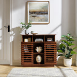 36.1" Walnut Sideboard Buffet Cabinet with Sliding Doors