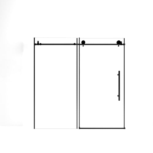 Frameless Shower Door 56-60"W x 60"H Tempered Glass Black