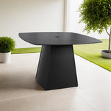 44" Rounded Square Outdoor Pedestal Dining Table Black