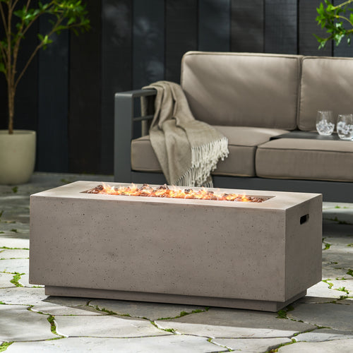 Modern 40 Inch Outdoor Rectangular MGO Fire Pit 40000 BTU, Dark Grey