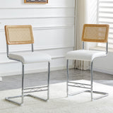 Set of 2 Faux Leather Bar Stool White