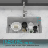 32"x19"x10" Undermount Single Bowl Fireclay Kitchen Sink