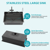 30" Gunmetal Black Kitchen Sink Waterfall Sink