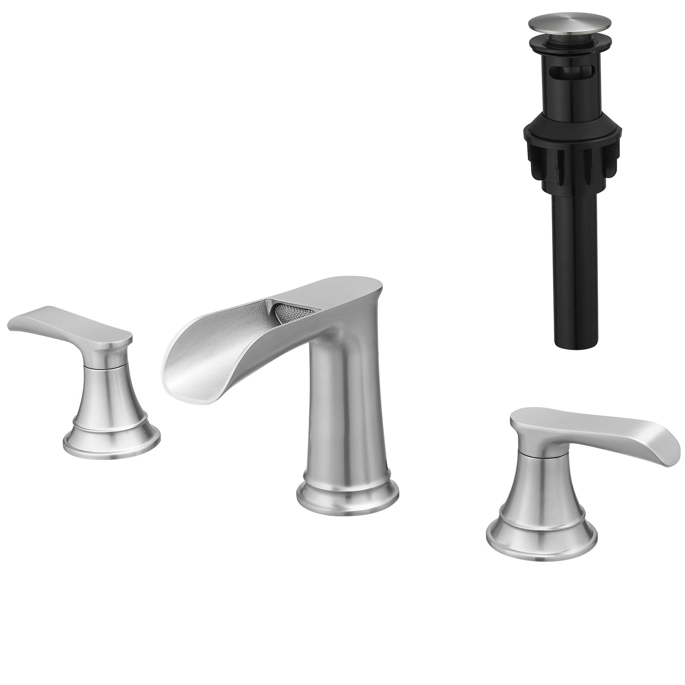 8" Widespread Brushed Nickel Bathroom Sink Faucet with Pop-Up Drain