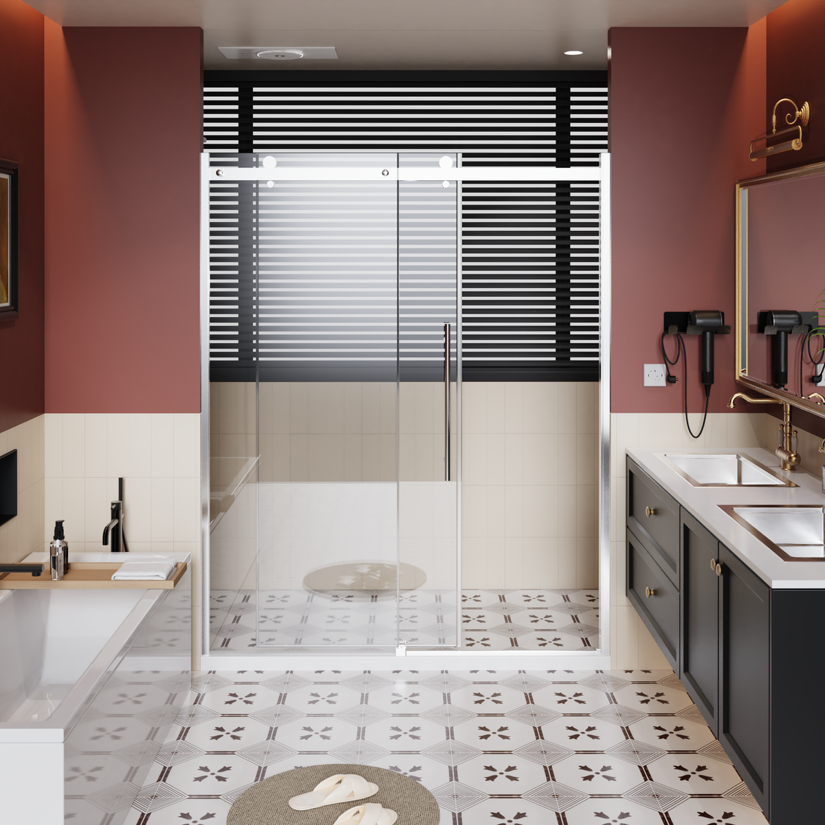 60.in W x 72.in H Frameless Shower Door Single Sliding