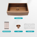 30 Rose Gold Farmhouse Sink - 30x21x10 Inch Kitchen Sink Stainless Steel