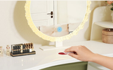 Crystal Edge LED Makeup Mirror with 3-Color Dimmable Lighting