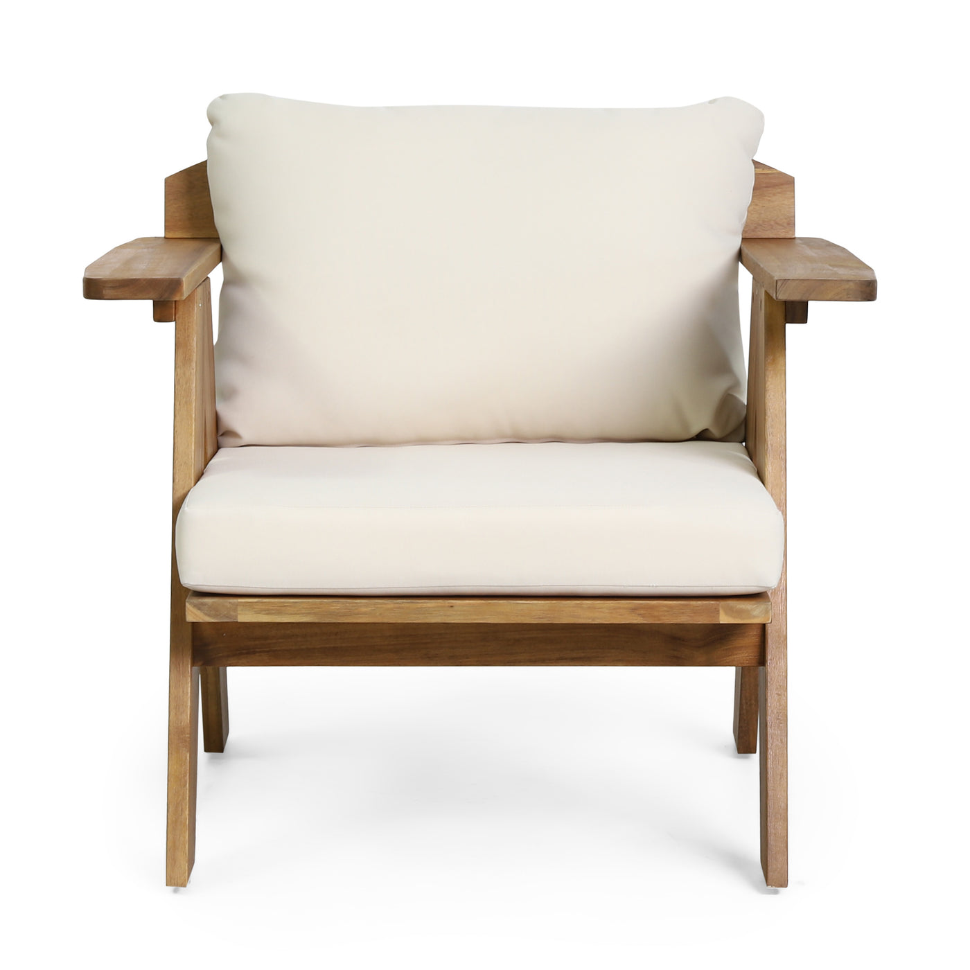 Acacia Wood Club Chairs Set of 2 with Teak Cushions 30.75"W