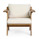 Acacia Wood Club Chairs Set of 2 with Teak Cushions 30.75"W