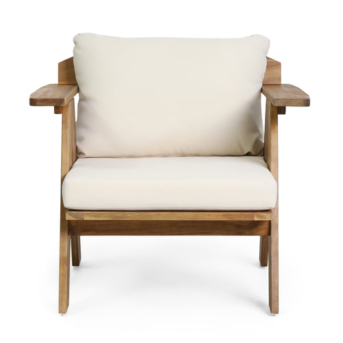 Acacia Wood Club Chairs Set of 2 with Teak Cushions 30.75"W