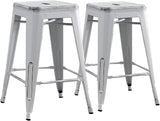 Set of 2 Industrial Metal Bar Stools 24" Seat Backless