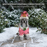 Christmas Poodle Statue, Holiday Dog Figurine in Pink Santa Outfit