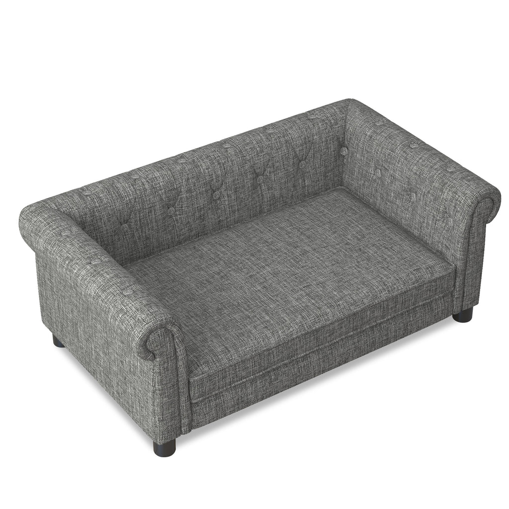 Light Grey Elevated Linen Dog Bed For Small And Medium Dogs Comfort
