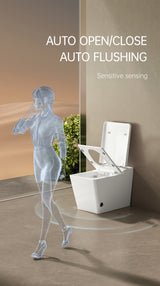 Square Smart Toilet with Built-in Tank for Modern Bathroom, Remote Control