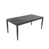Outdoor Aluminum Dining Table 35.5x71 Black Marble Sintered Stone