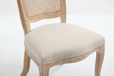 French Country Upholstered Dining Chairs Set of 2, Beige