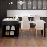 K&K 82.7 inch Kitchen Island with Extendable Dining Table for 4-6 Person,Faux Ma