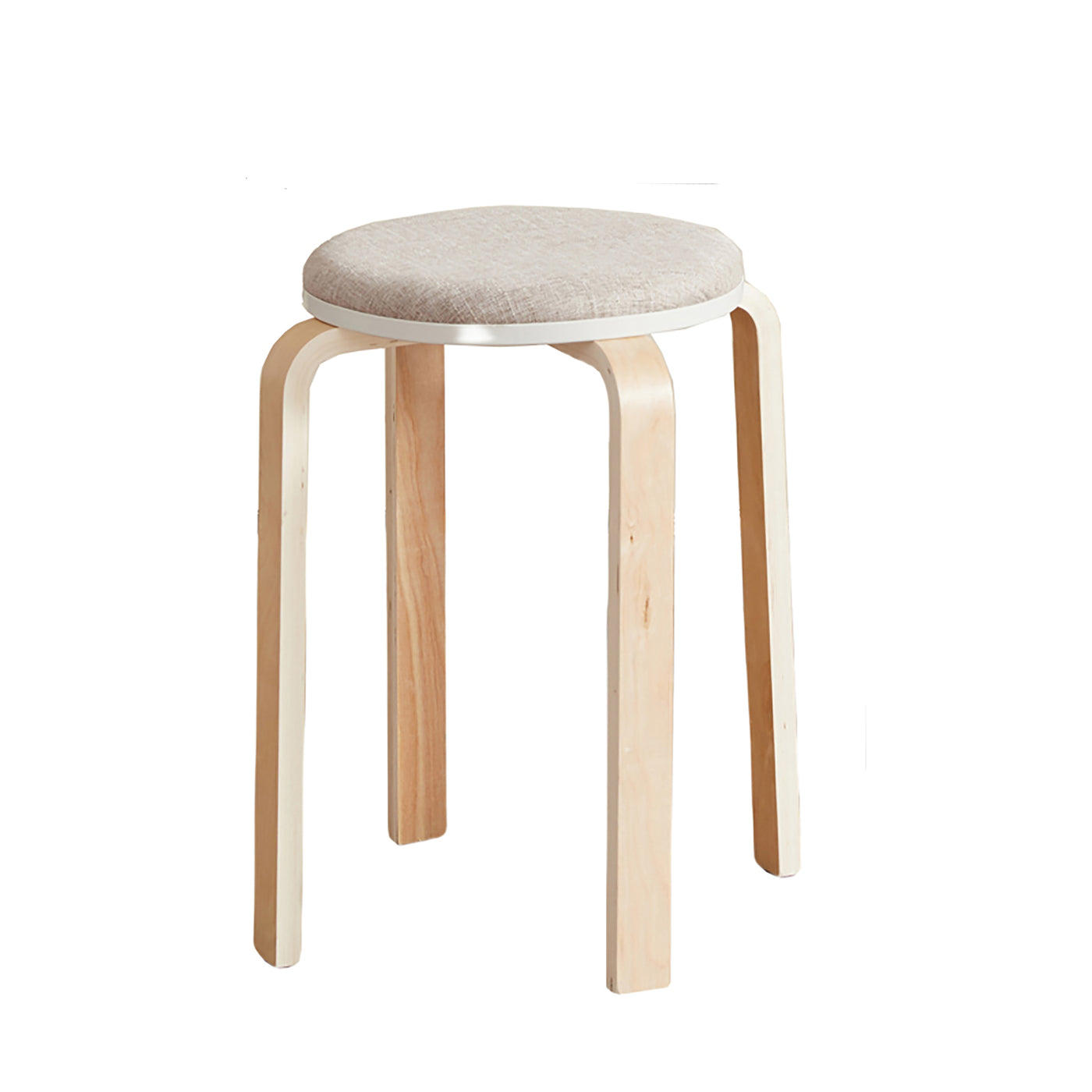 Set of 4 Stackable Bentwood Bar Stools, Light Grey