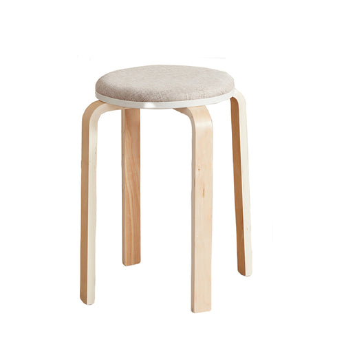 Set of 4 Stackable Bentwood Bar Stools, Light Grey