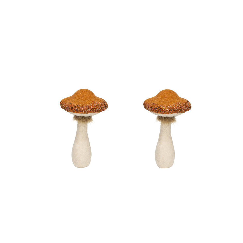 2pcs 8x8x14" Orange Mushroom Harvest Fall Thanksgiving Ornament