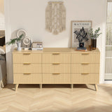 Dresser Boho Fluted Natural Wood 9-Drawer 63in