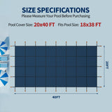 Swimming Pool Safety Cover, Fits 18x38ft Rectangular underground