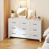 9 Drawer White Metal Bedroom Dresser with Quiet-Glide Rails