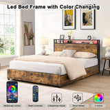Full Engineered Wood Platform Bed Black/Brown