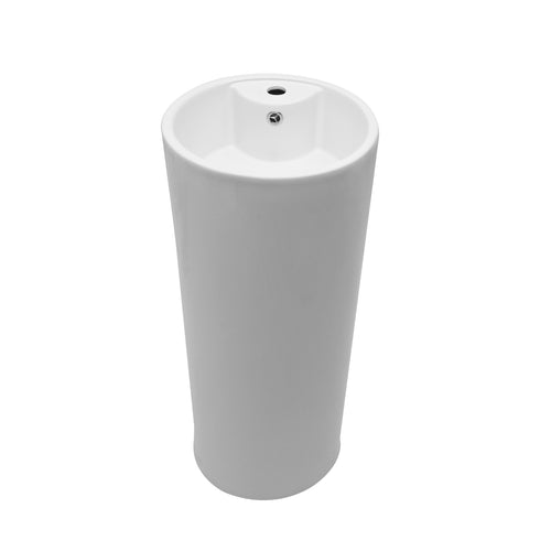 15" Classic White Ceramic Pedestal Sink Bathroom Sink Basin