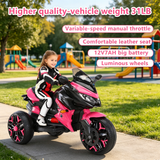 Kids Motorcycle Ride-On Motorcycle 3-Wheels Battery Powered Motorbike  Rechargea