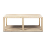Ellis 48' Reclaimed Wood Open Frame Coffee Table with Lower Shelf in Light Natural Cerused Pine Wood