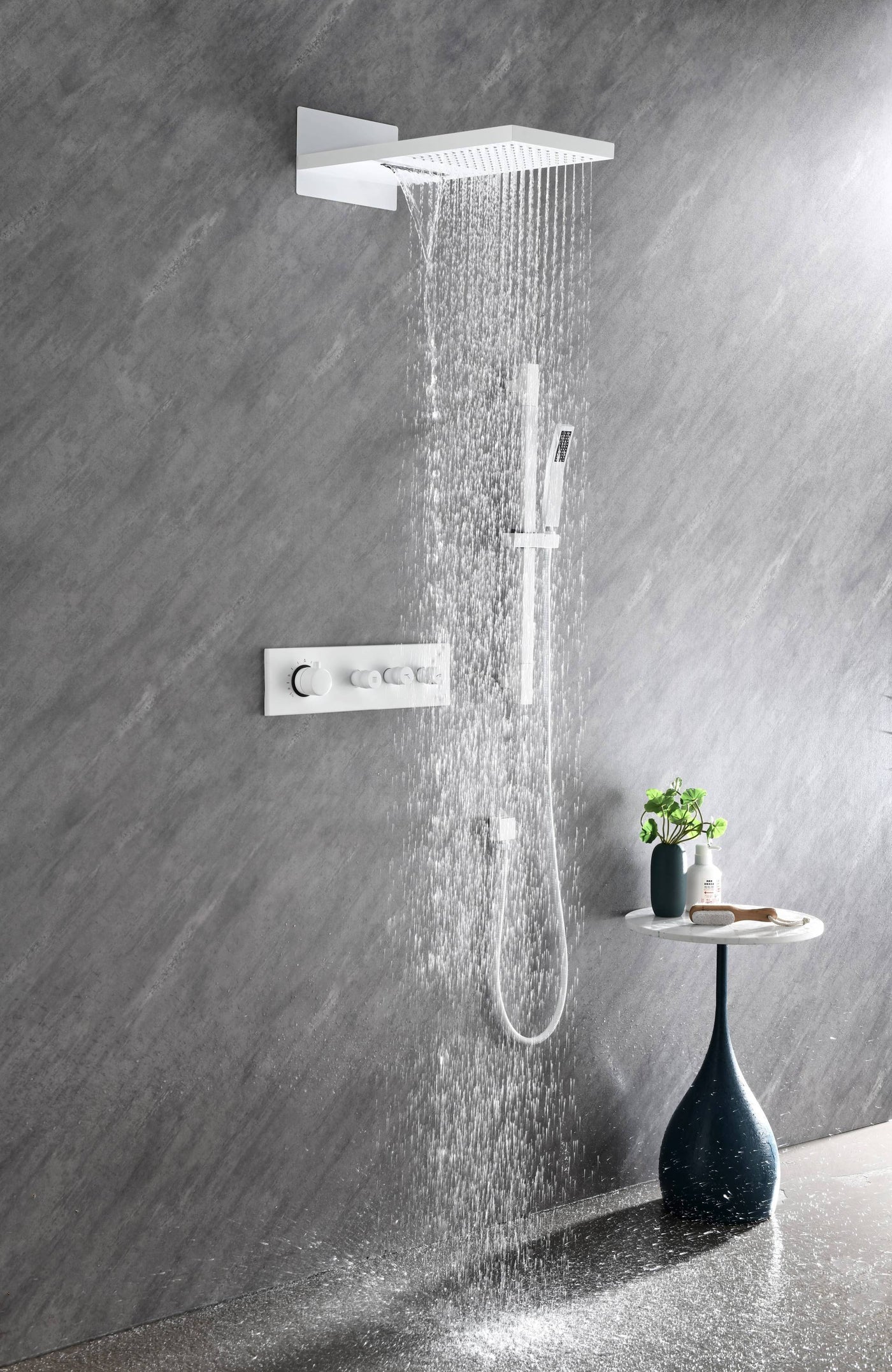 Wall Mounted Waterfall Shower System with Hand Shower