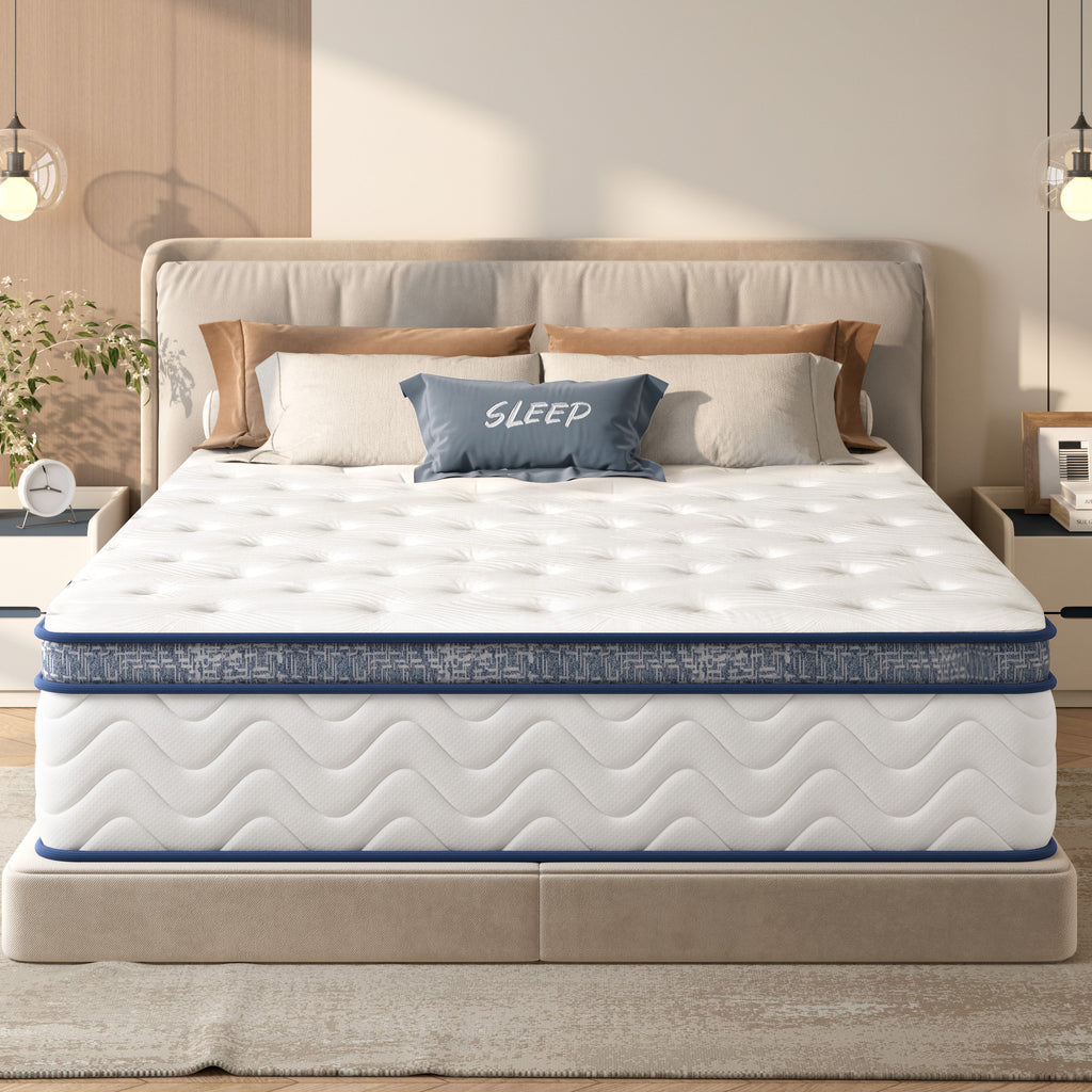 Queen Size 10 Inch Hybrid Mattress With Pocketed Innerspring Medium Firm