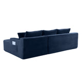 L-Shape Modular Corduroy Sectional Sofa with Chaise Blue 94"