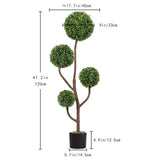 4FT Tall Artificial Boxwood Topiary Tree Large Faux Green Plant in Pot