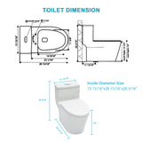 Ceramic One Piece Toilet for Bathroom, 12-inch Rough-In, 1.24/1.43 GPF