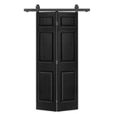 36" x 80" 6-Panel Black Bi-Fold Barn Door with Hardware Kit