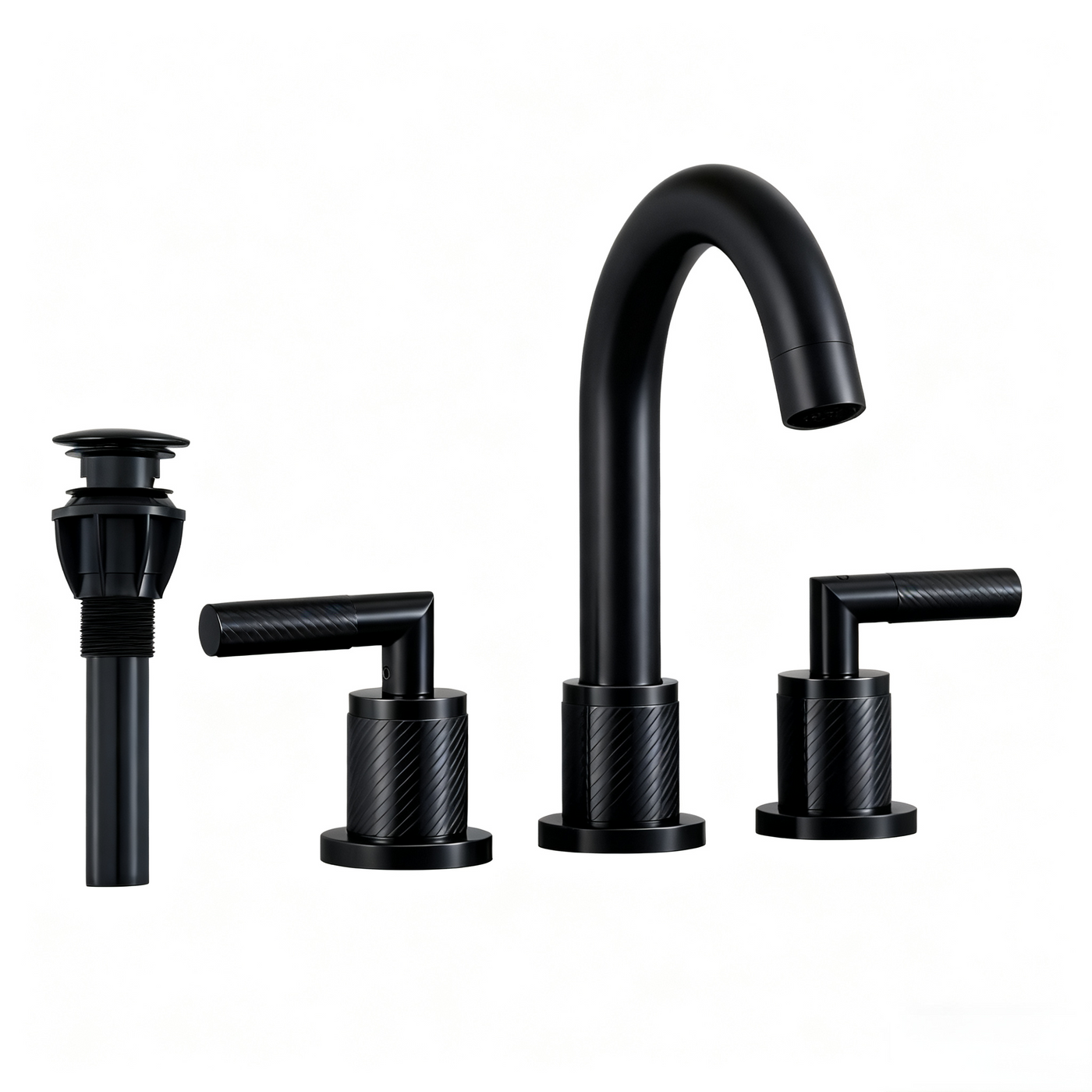 Matte Black 8 inch Widespread 3 Hole Bathroom Sink Faucet