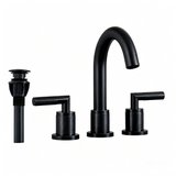 Matte Black 8 inch Widespread 3 Hole Bathroom Sink Faucet